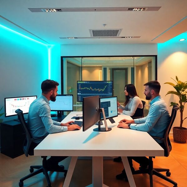 Equipo de Orbitedelta trabajando en la oficina de Madrid